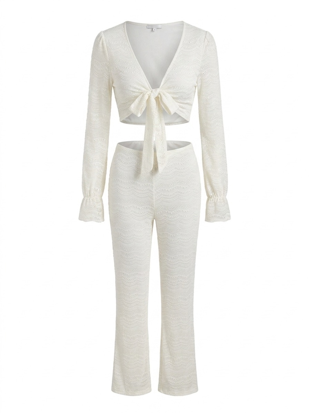 Fashion Nova Ivory Lace Tie-Front Jumpsuit